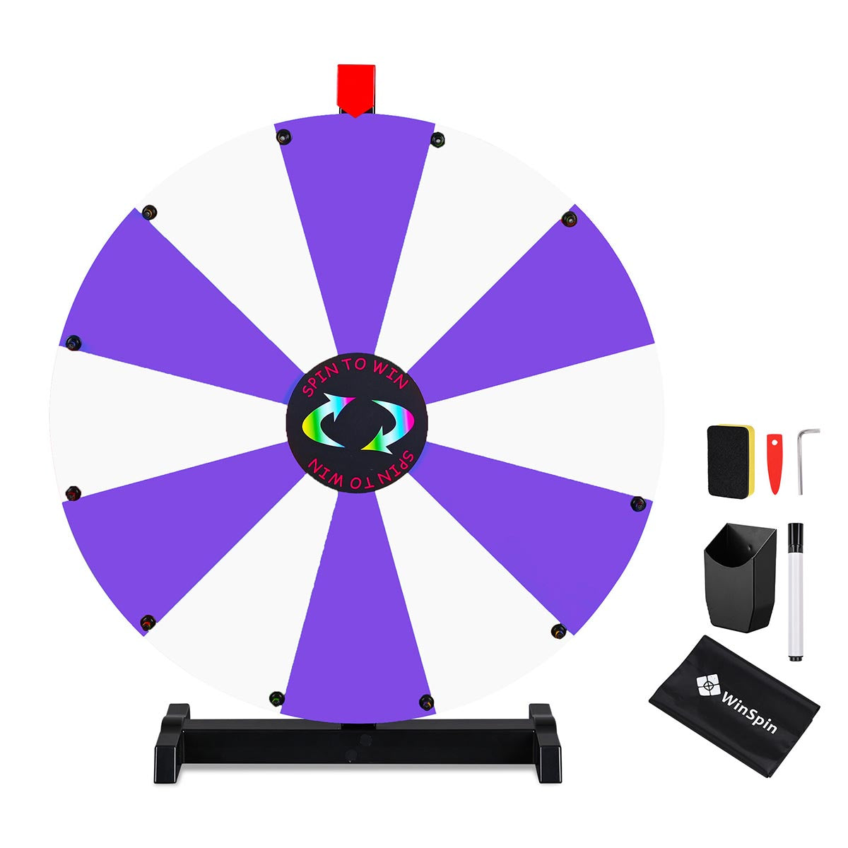 Modular Spin Wheel Tabletop 24in. Interchangeable 12-Slot, Purple & White