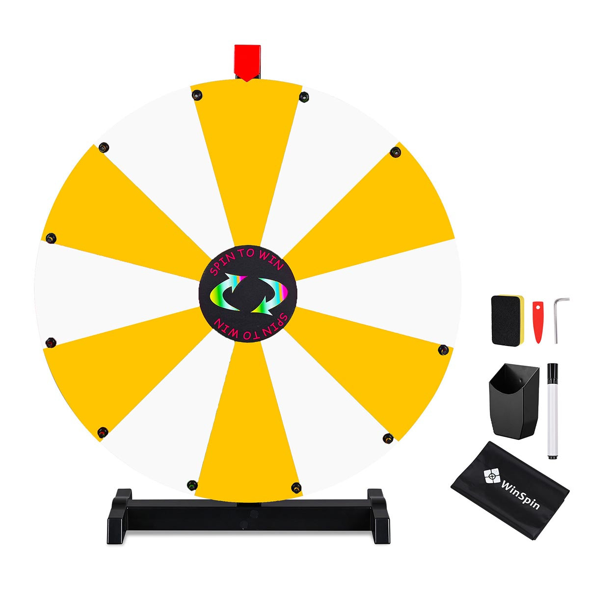 Modular Spin Wheel Tabletop 24in. Interchangeable 12-Slot, Yellow & White