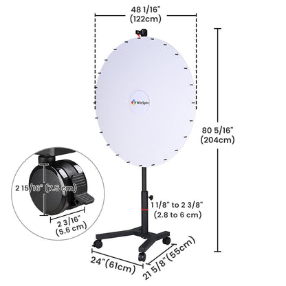 Custom Spin Wheel Rolling Stand 48in. 18-Slot 1ct/pk White