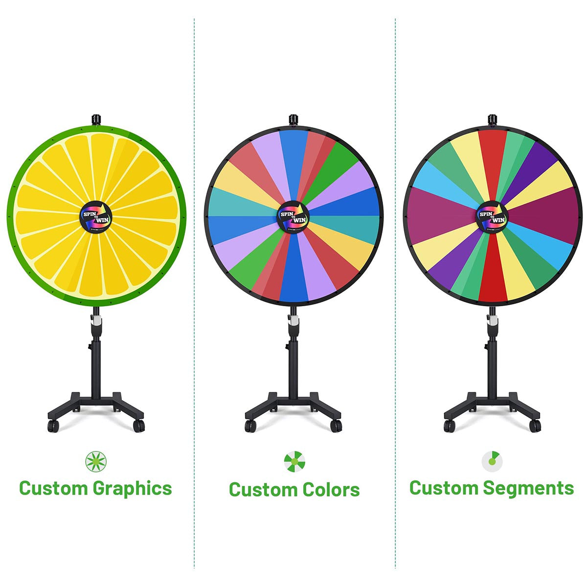 Custom Spin Wheel with Rolling Stand 48in. 18-Slot Custom-printed
