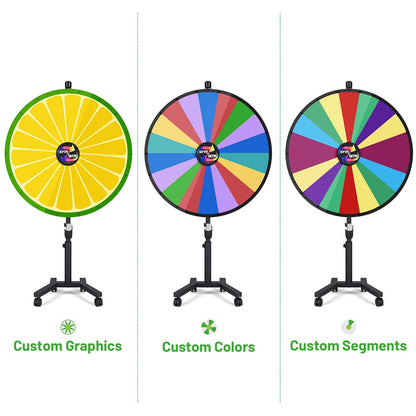Custom Spin Wheel with Rolling Stand 48in. 18-Slot Custom-printed