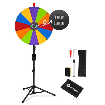 Modular Spin Wheel with Adjustable Tripod Stand 24in. 12-Slot, Custom Center Piece