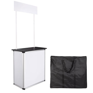 Portable Promotional Counter with Inner Shelves Black Table