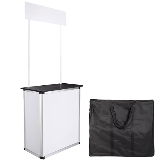 Portable Promotional Counter with Inner Shelves Black Table
